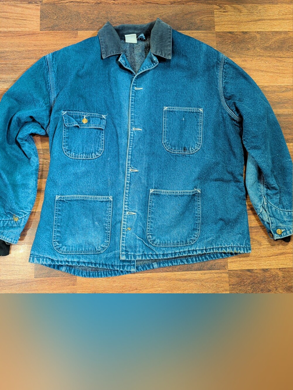 Vtg 80s Carhartt Union-made Blanket-lined Denim Chore Jacket Mens XL Blue Collar